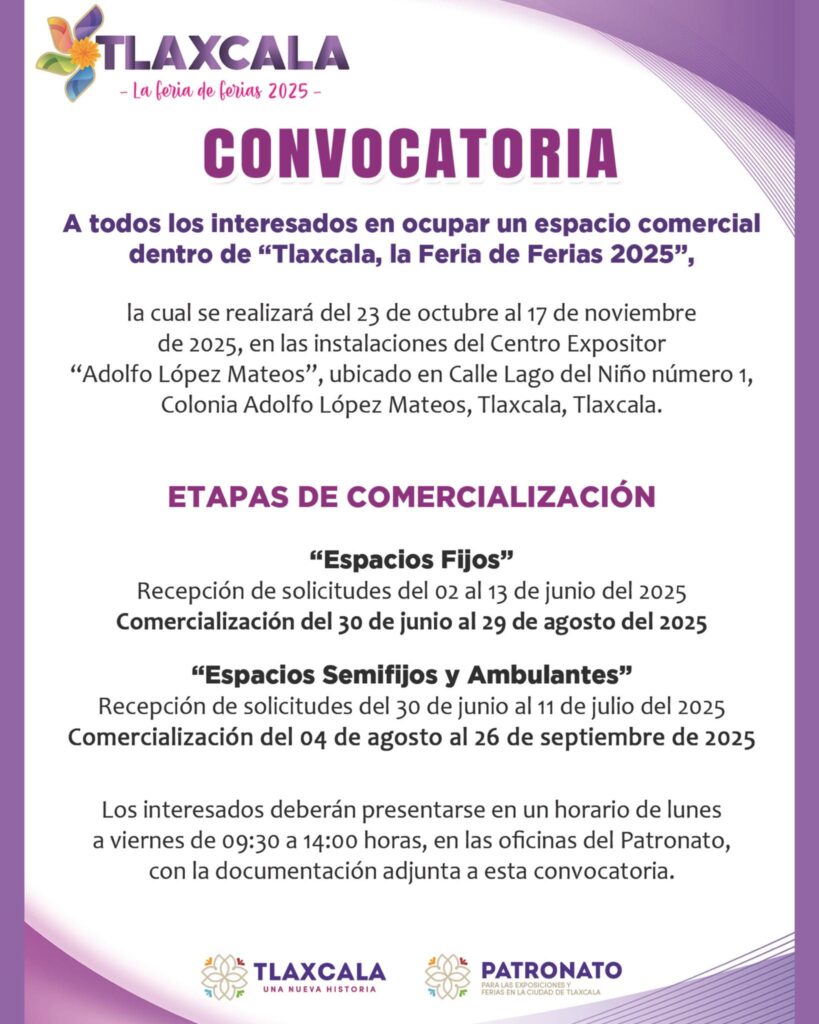 convocatoria espacios comerciales feria tlaxcala 2025